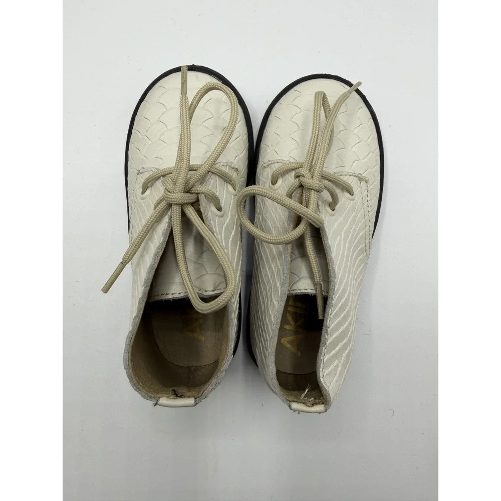 AKID Leather Faux Snakeskin Shoes White Black Toddler Size 8C